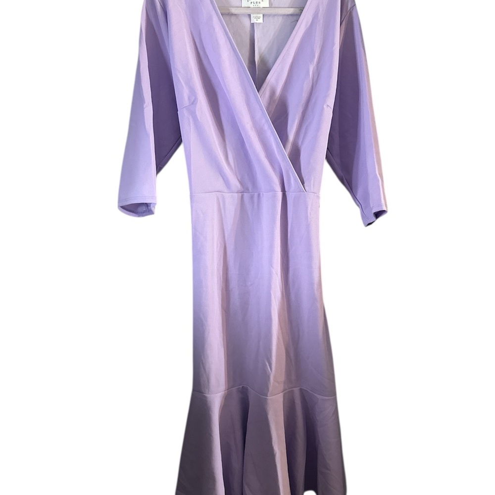 Janette Plus Lavender Midi Dress ties in back 3x poly spandex like new
